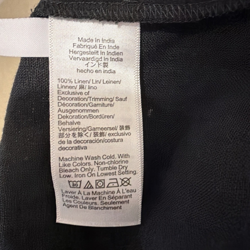 EUC J.Crew New Soleil pant in embroidered linen BLACK IVORY LARGE Pockets - Picture 6 of 9